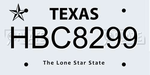 HBC8299 Texas License Plate