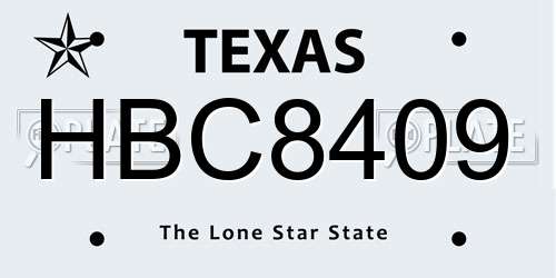 HBC8409 Texas License Plate