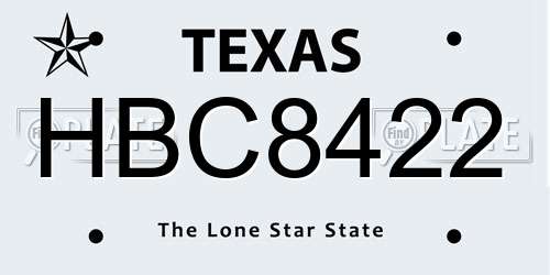 HBC8422 Texas License Plate