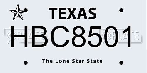 HBC8501 Texas License Plate