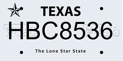 HBC8536 Texas License Plate