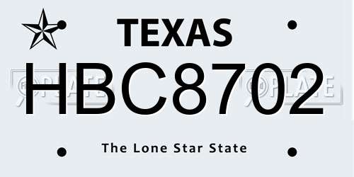 HBC8702 Texas License Plate