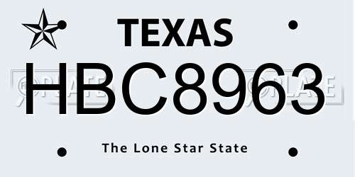 HBC8963 Texas License Plate