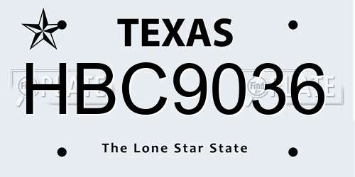 HBC9036 Texas License Plate