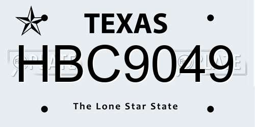 HBC9049 Texas License Plate