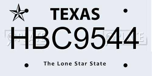 HBC9544 Texas License Plate