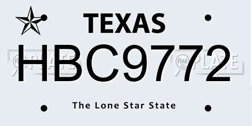 HBC9772 Texas License Plate
