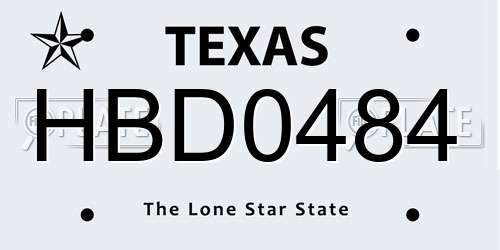 HBD0484 Texas License Plate