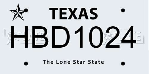 HBD1024 Texas License Plate