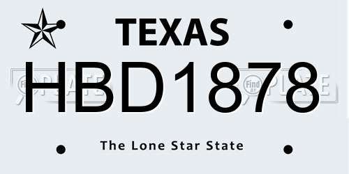HBD1878 Texas License Plate