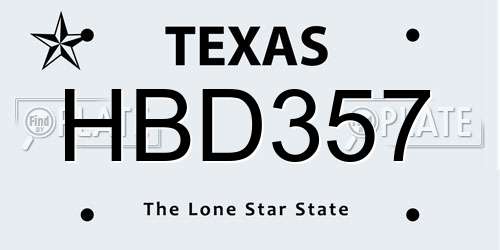 HBD357 Texas License Plate