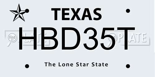 HBD35T Texas License Plate