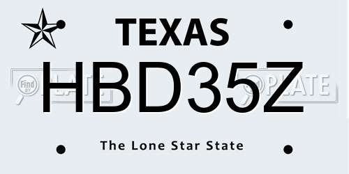HBD35Z Texas License Plate