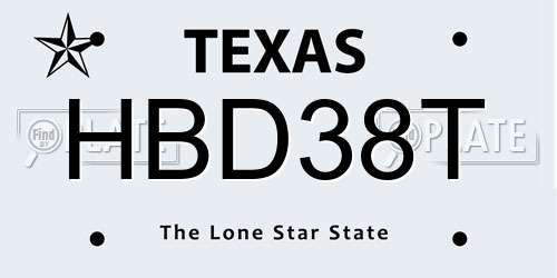 HBD38T Texas License Plate