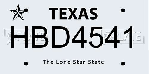 HBD4541 Texas License Plate
