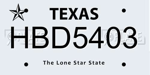 HBD5403 Texas License Plate