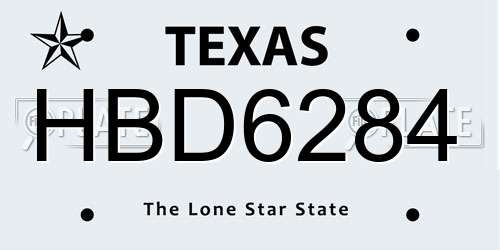HBD6284 Texas License Plate