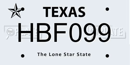 HBF099 Texas License Plate