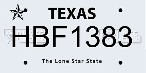 HBF1383 Texas License Plate