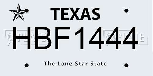 HBF1444 Texas License Plate