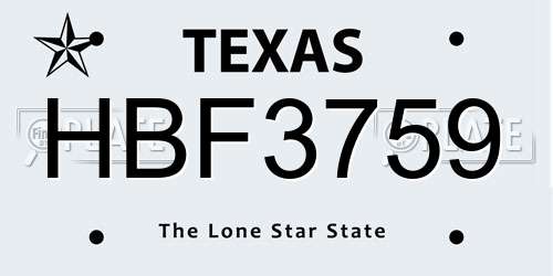 HBF3759 Texas License Plate