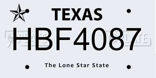 HBF4087 Texas License Plate