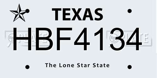 HBF4134 Texas License Plate