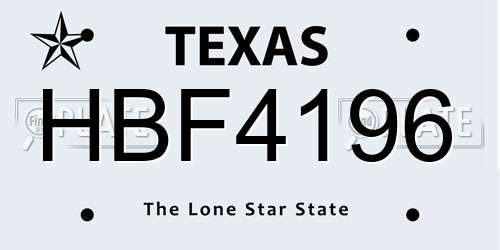 HBF4196 Texas License Plate