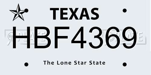 HBF4369 Texas License Plate