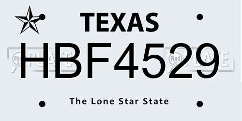 HBF4529 Texas License Plate