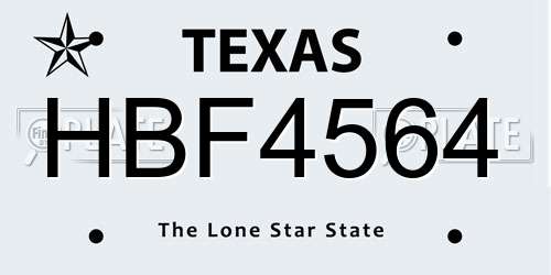 HBF4564 Texas License Plate