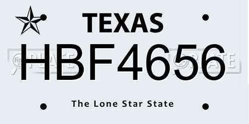 HBF4656 Texas License Plate