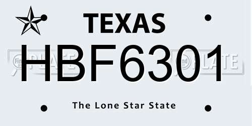 HBF6301 Texas License Plate