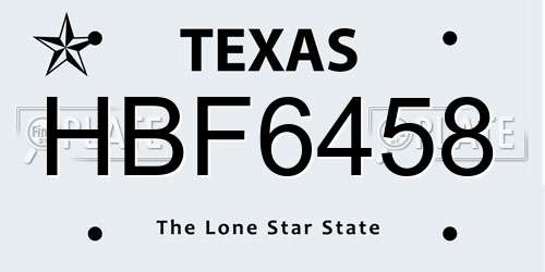 HBF6458 Texas License Plate