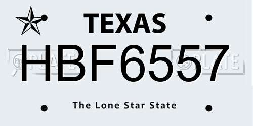 HBF6557 Texas License Plate