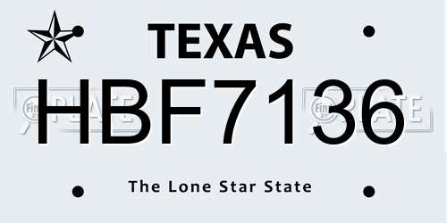 HBF7136 Texas License Plate