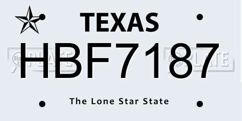 HBF7187 Texas License Plate