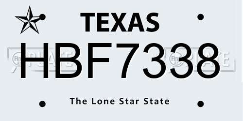 HBF7338 Texas License Plate