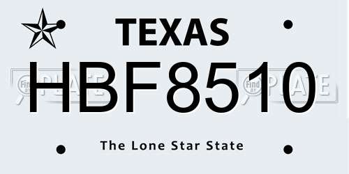HBF8510 Texas License Plate