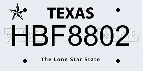 HBF8802 Texas License Plate