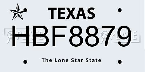HBF8879 Texas License Plate