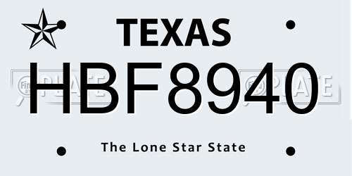 HBF8940 Texas License Plate