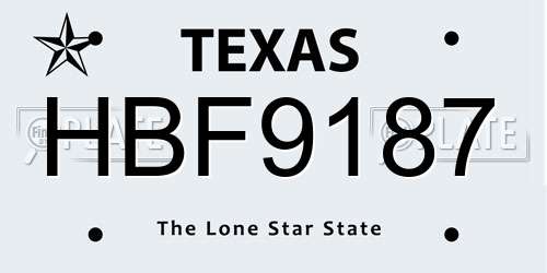 HBF9187 Texas License Plate