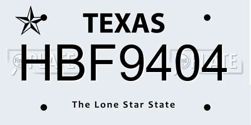 HBF9404 Texas License Plate
