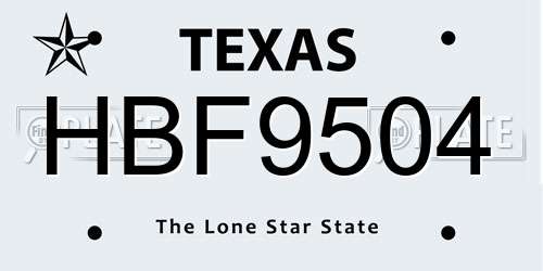 HBF9504 Texas License Plate