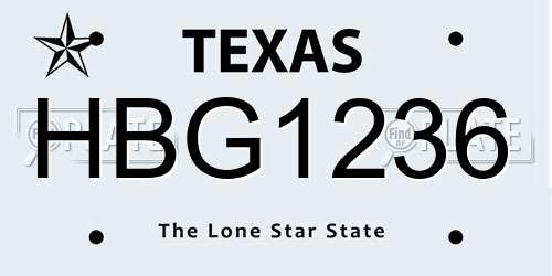 HBG1236 Texas License Plate