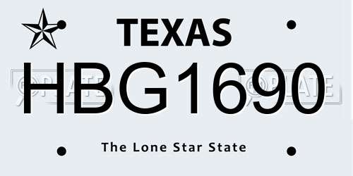 HBG1690 Texas License Plate