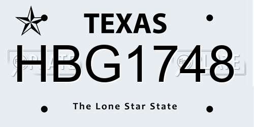 HBG1748 Texas License Plate