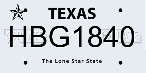 HBG1840 Texas License Plate