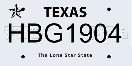 HBG1904 Texas License Plate
